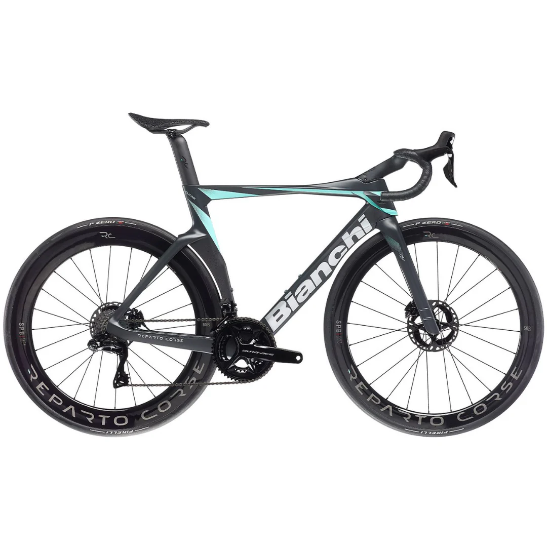 Bicicletta Bianchi Oltre RC Dura-Ace Di2 12v - Antracite / Celeste