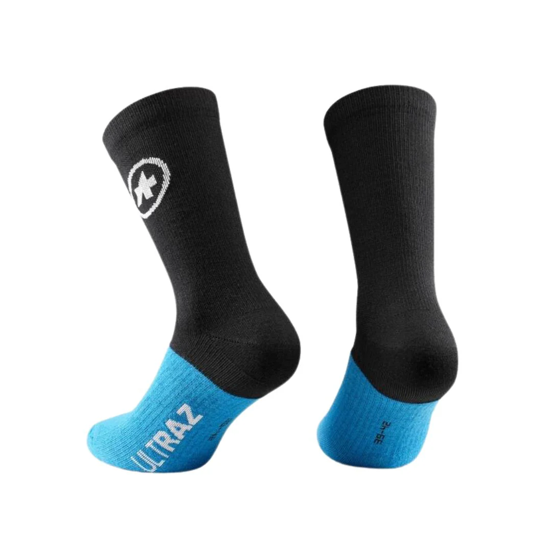 Calze Assos Ultraz Winter EVO - Nero/Azzurro - Image 2