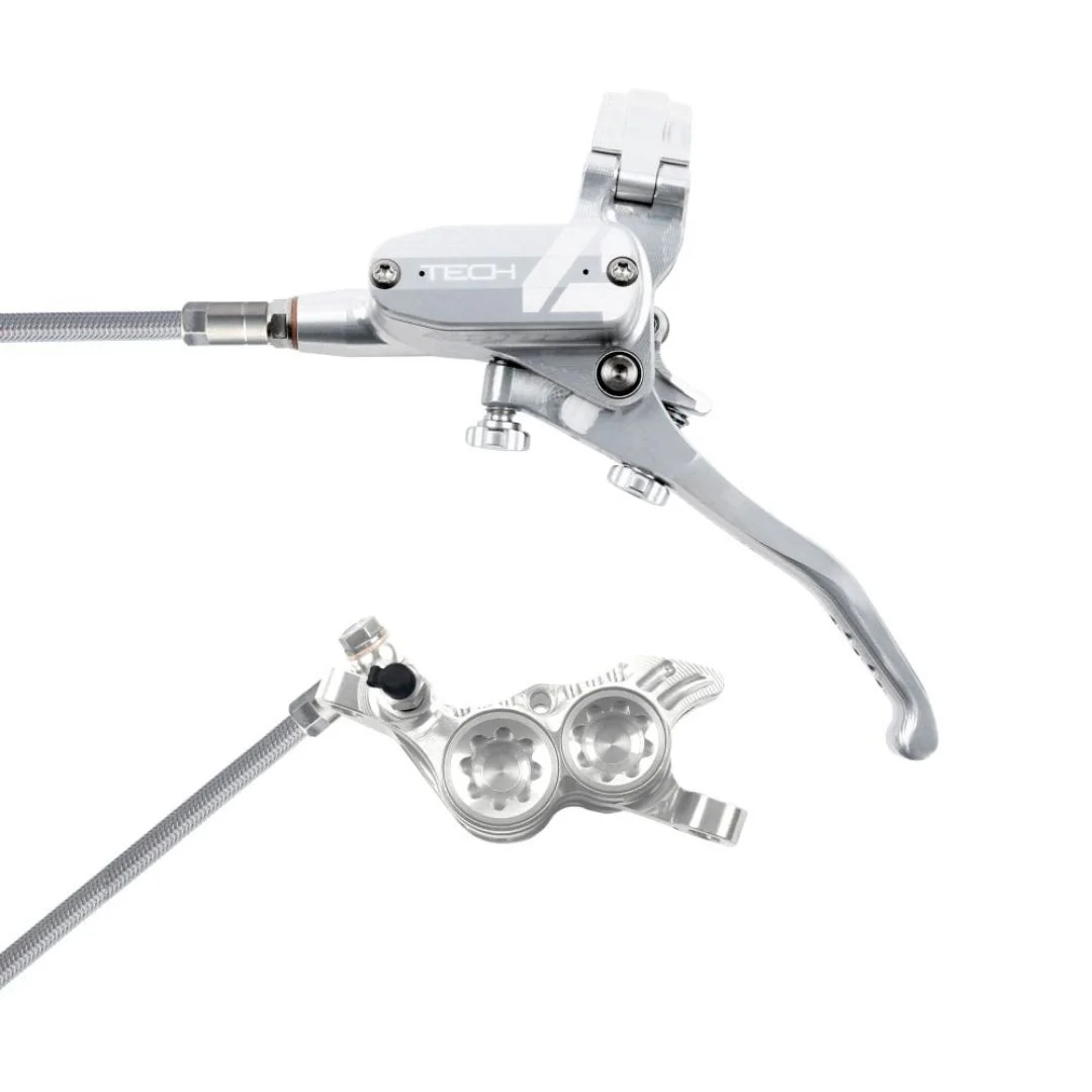 Freno a Disco Hope Tech 4 V4 - Senza Rotore - Intrecciato - Argento/Argento