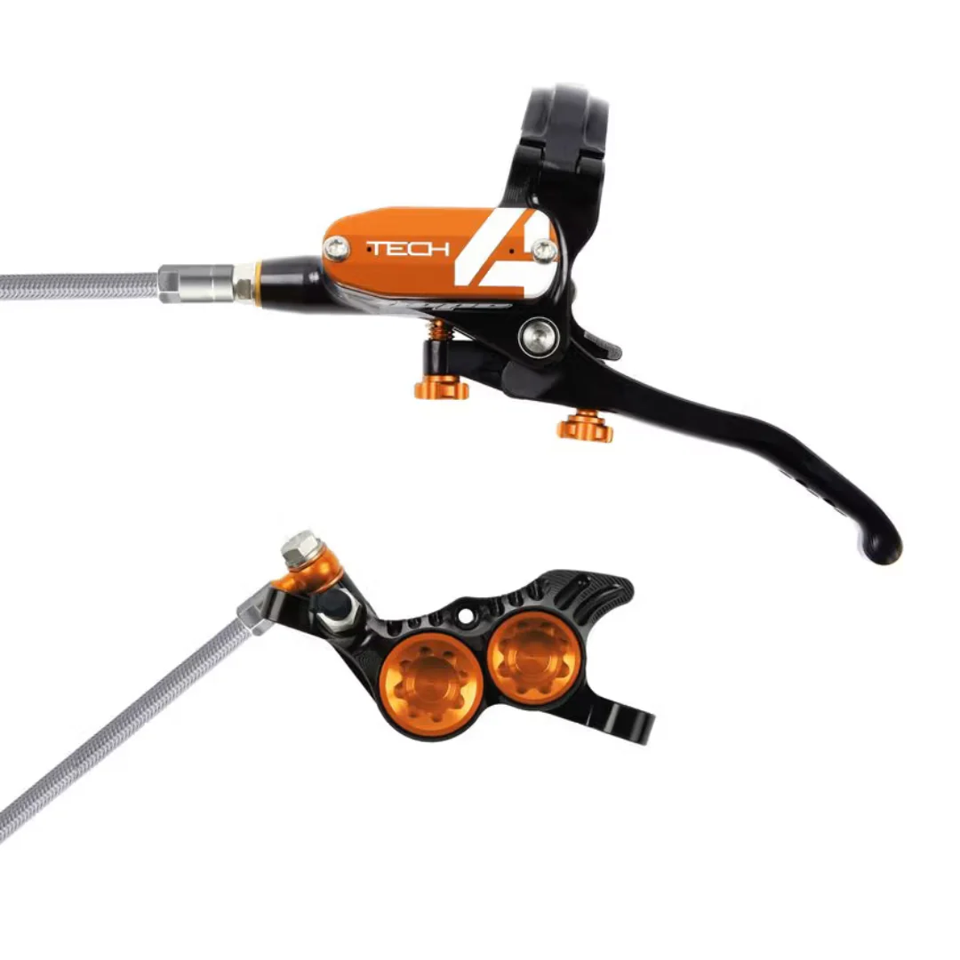Freno a Disco Hope Tech 4 V4 - Senza Rotore - Intrecciato - Nero/Arancione